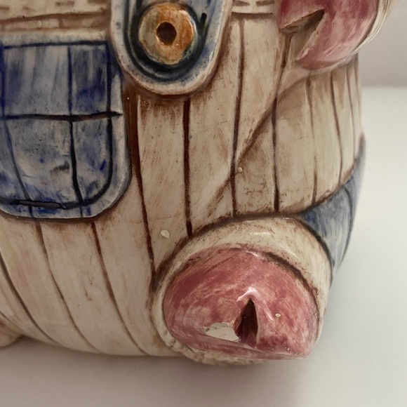 Cookie Jar 1960's Collectable Farmer Pig & Bunny - Picture 7 of 8